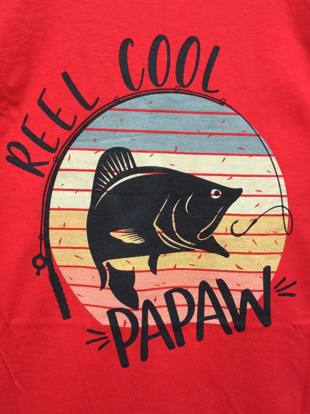 Reel Cool Papaw Fishing T Shirt Men Large Red Grandparents Day Fathers Day